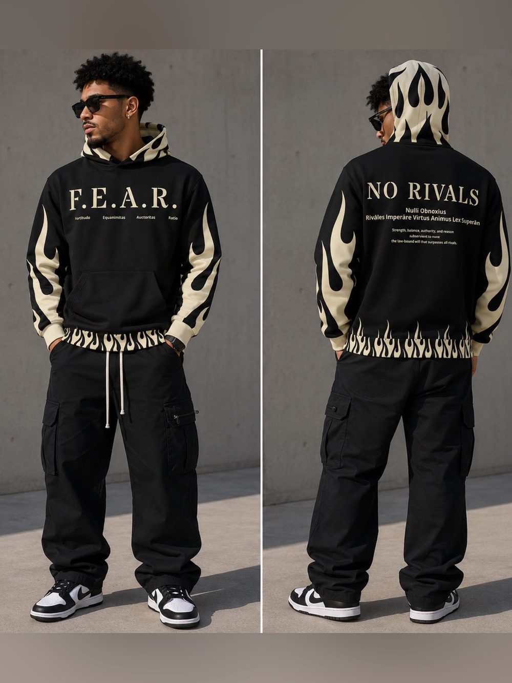 New Mens Lex Talionis No Rivals Flame Hoodie - L